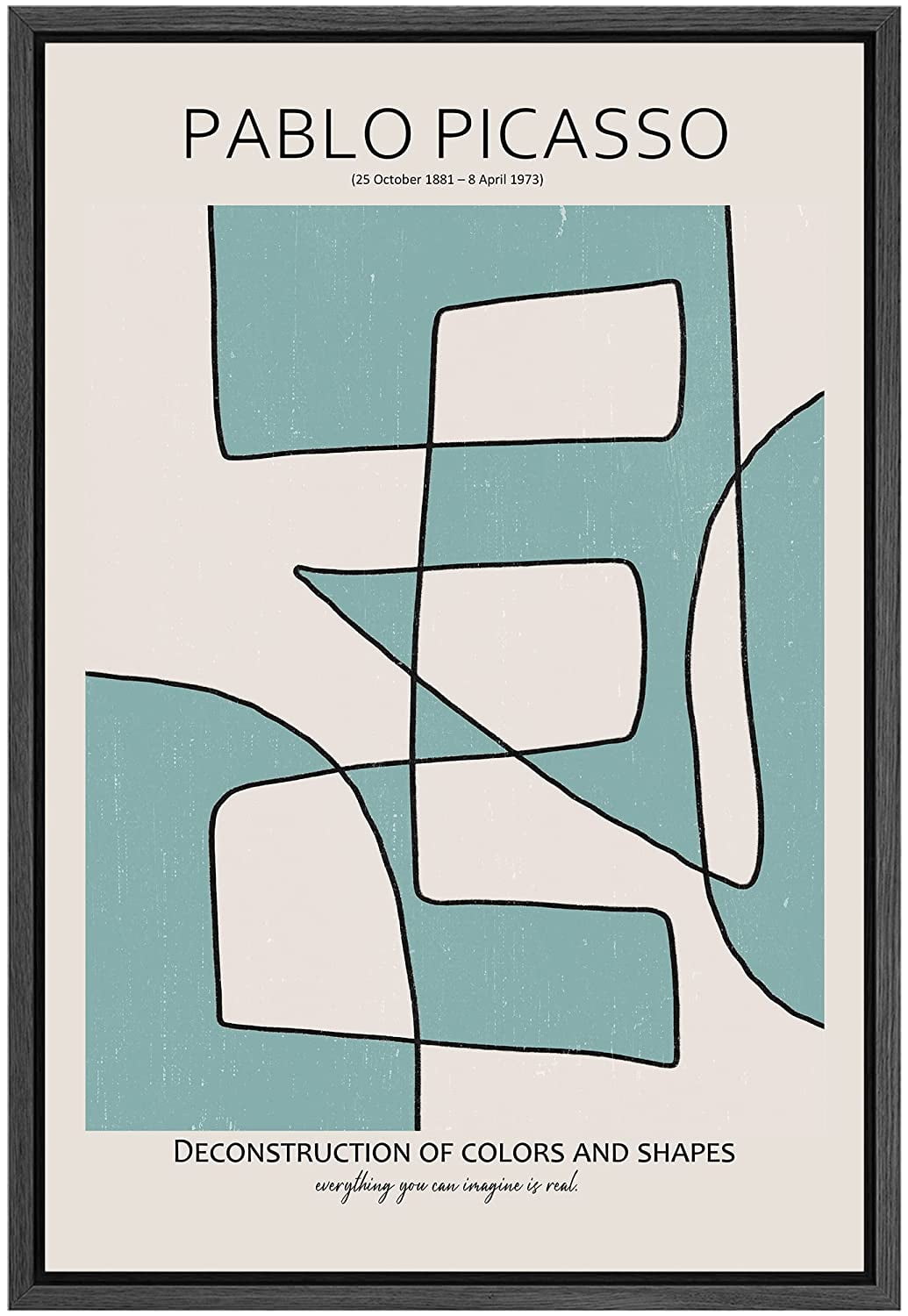 PixonSign Framed Canvas Print Wall Art Geometric Mid-Century Line ...