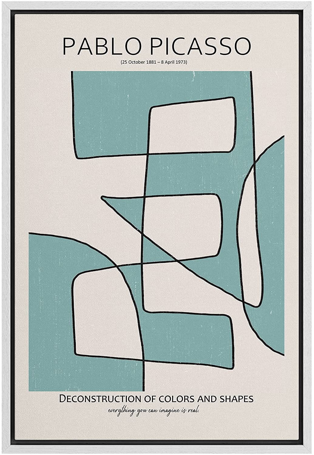 PixonSign Framed Canvas Print Wall Art Geometric Mid-Century Line ...