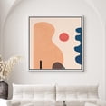 thumbnail image 1 of PixonSign Framed Canvas Print Wall Art Geometric Mid-Century Orange and Blue Shapes Abstract Circle Illustrations Modern Art Relax/Calm Warm for Living Room, Bedroom, Office - 24"x24" White, 1 of 5