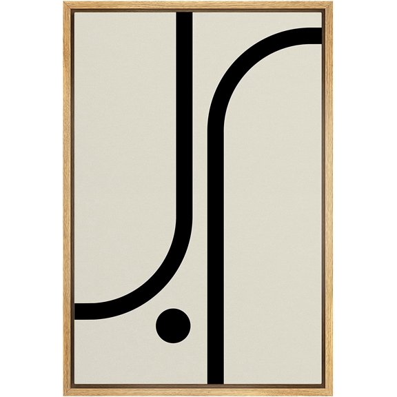 PixonSign Framed Canvas Print Wall Art Geometric Minimal Line Duotone Polygon Collage Abstract Shapes Illustrations Modern Art Boho Decorative Chic for Living Room, Bedroom, Office - 16"x24" NATURAL