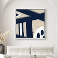 thumbnail image 1 of PixonSign Framed Canvas Print Wall Art Geometric Tribal Lines and Dots Abstract Shapes Illustrations Modern Art Chic Colorful Blue Ultra for Living Room, Bedroom, Office - 16"x16" White, 1 of 5