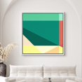 thumbnail image 1 of PixonSign Framed Canvas Print Wall Art Green, Yellow Red Color Blocks Geometric Shapes Illustrations Minimalism Modern Colorful Multicolor Ultra for Living Room, Bedroom, Office - 24"x24" White, 1 of 5