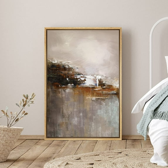 PixonSign Framed Canvas Print Wall Art Grunge and Inustrial Colorblocks Scenic Shapes Illustrations Modern Art Contemporary Dramatic Multicolor for Living Room, Bedroom, Office - 16"x24" Natural