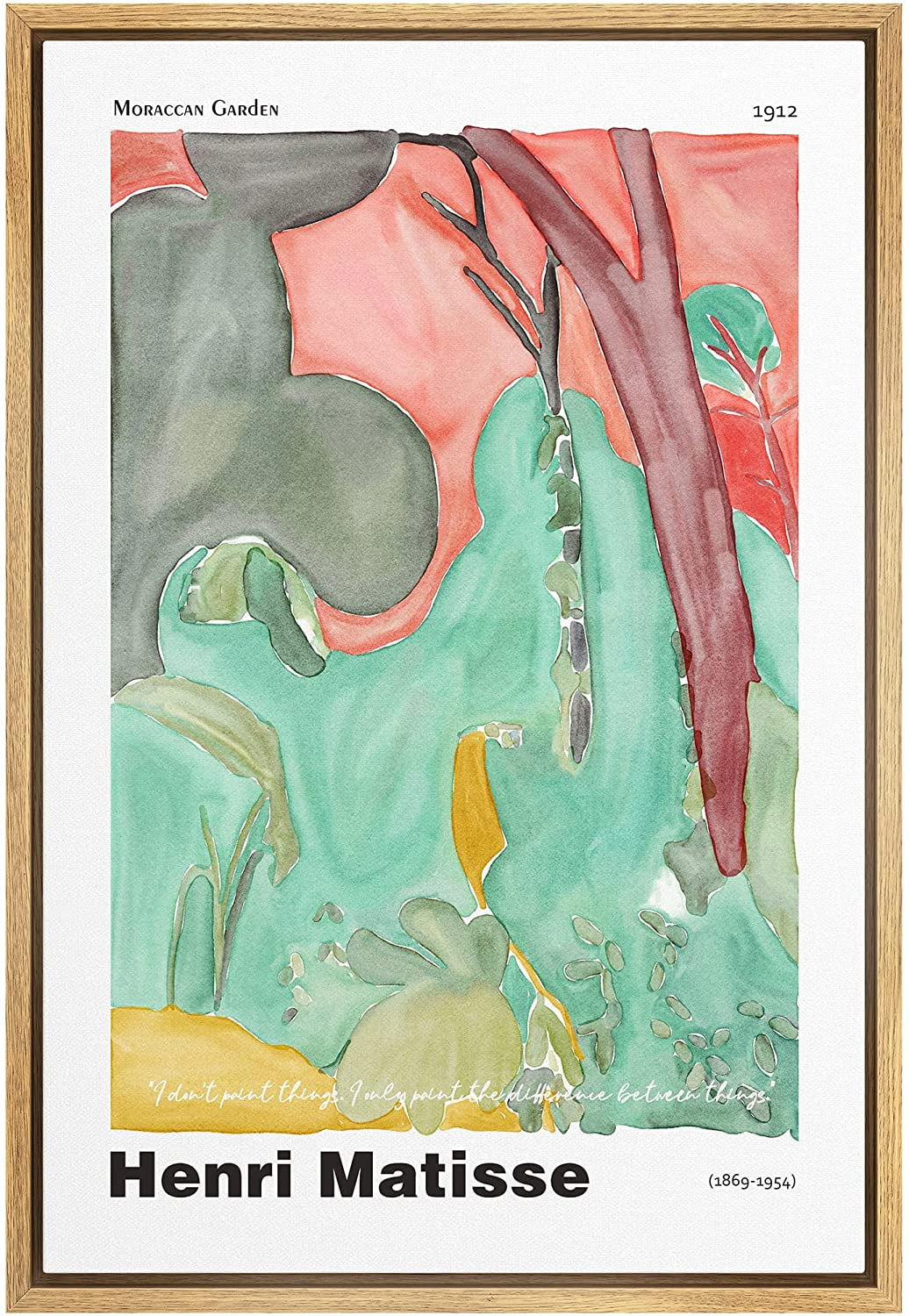 Henri Matisse Moroccan Garden Geometric Canvas Print with Natural MDF Frame