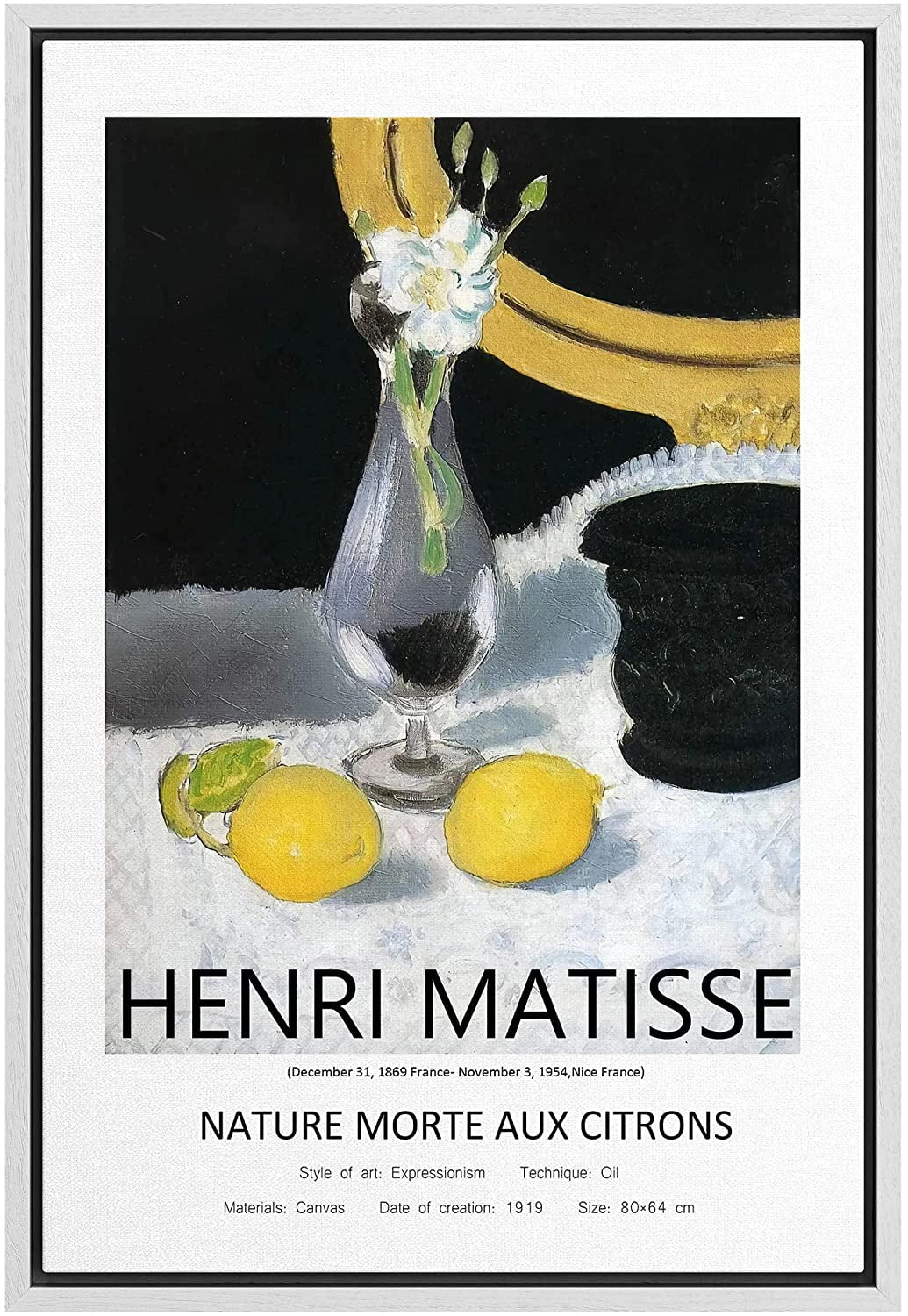 PixonSign Framed Canvas Print Wall Art Henri Matisse Still Life