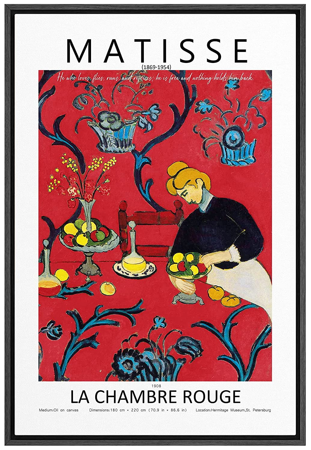Henri Matisse Red Geometric Framed Canvas Print, 16" x 24"