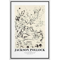 PixonSign Framed Canvas Print Wall Art Jackson Pollock Ink Rice Paper Sketch Abstract Shapes Illustrations Fine Art Decorative Minimalist Relax/Calm for Living Room, Bedroom, Office - 16"x24" White