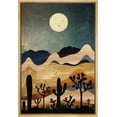 thumbnail image 1 of PixonSign Framed Canvas Print Wall Art Joshua Tree Cactus Moonlight Desert Nature Wilderness Illustrations Decorative Bohemian Rustic Mid-Century Modern Desert Landscape - 16"x24" Natural, 1 of 5