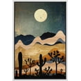 thumbnail image 1 of PixonSign Framed Canvas Print Wall Art Joshua Tree Cactus Moonlight Desert Nature Wilderness Illustrations Decorative Bohemian Rustic Mid-Century Modern Desert Landscape - 16"x24" White, 1 of 5