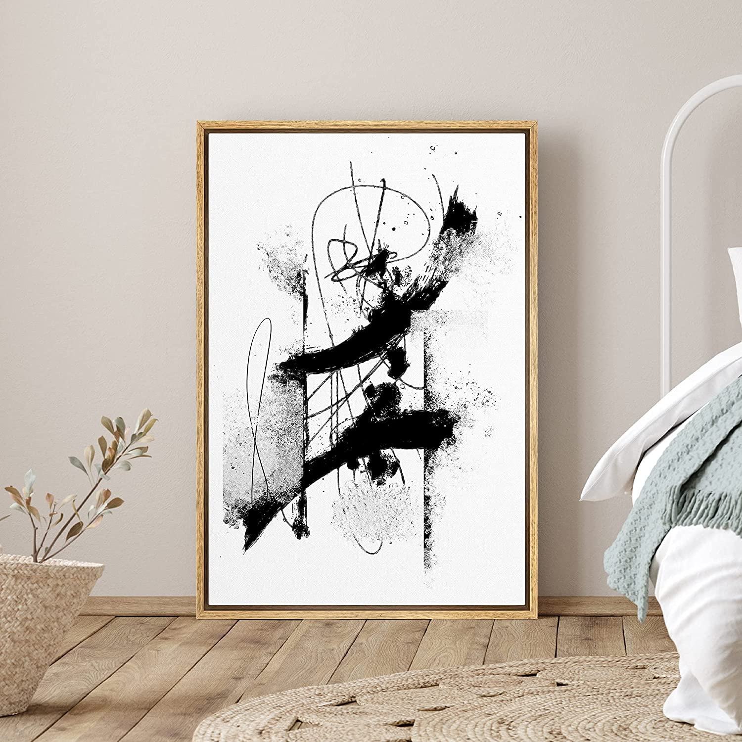 PixonSign Framed Canvas Print Wall Art Lined Black