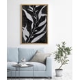 thumbnail image 1 of PixonSign Framed Canvas Print Wall Art Long Silver Leaves Floral Wilderness Illustrations Modern Art Minimalist Relax/Calm Dark Black and White for Living Room, Bedroom, Office - 16"x24" Natural, 1 of 5