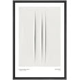 thumbnail image 1 of PixonSign Framed Canvas Print Wall Art Lucio Fontana 3D Black Line Landscape Abstract Shapes Illustrations Fine Art Decorative Minimalist Relax/Calm for Living Room, Bedroom, Office - 24"x36" Black, 1 of 5