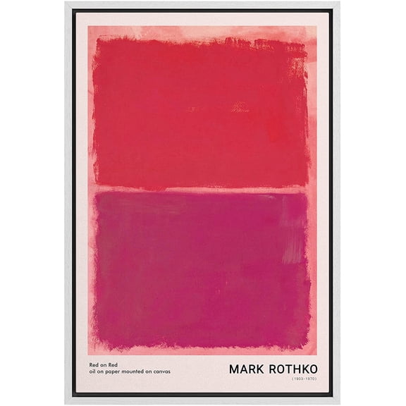 PixonSign Framed Canvas Print Wall Art Mark Rothko Red Mid-Century Blocks Abstract Shapes Illustrations Fine Art Contemporary Relax/Calm Colorful for Living Room, Bedroom, Office - 24"x36" White