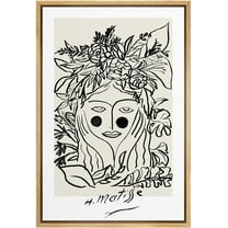 PixonSign Framed Canvas Print Wall Art Matisse Floral Nature Woman Portrait Abstract Shapes Illustrations Modern Art Decorative Minimal Relax/Calm for Living Room, Bedroom, Office - 24"x36" NATURAL