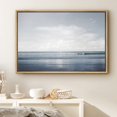 thumbnail image 1 of PixonSign Framed Canvas Print Wall Art Metallic Navy Ocean Horizon Nature Wilderness Photography Realism Contemporary Scenic Dramatic Blue for Living Room, Bedroom, Office - 24"x36" Natural, 1 of 5