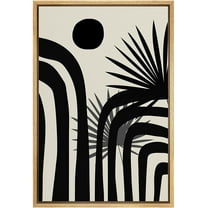PixonSign Framed Canvas Print Wall Art Mid-Century Geometric Jungle Leaf Landscape Abstract Shapes Illustrations Modern Art Boho Decorative Chic for Living Room, Bedroom, Office - 24"x36" BLACK