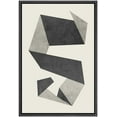 thumbnail image 1 of PixonSign Framed Canvas Print Wall Art Mid-Century Gray & White Geometric Line Pattern Abstract Shapes Illustrations Modern Art Decorative Minimal for Living Room, Bedroom, Office - 24"x36" Black, 1 of 5