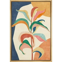 PixonSign Framed Canvas Print Wall Art Mid-Century Modern Geometric Rainbow Forest Flower Nature Wilderness Illustrations Modern Art Cozy Decorative Colorful Multicolor - 16"x24" Natural