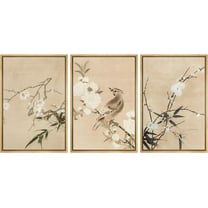 PixonSign Framed Canvas Print Wall Art Minimal Rose Flower Blossom Bird Tree Nature Wilderness Illustrations Modern Art Botanical Floral Farmhouse/Country Relax Multicolor - 16"x24"x3 Natural