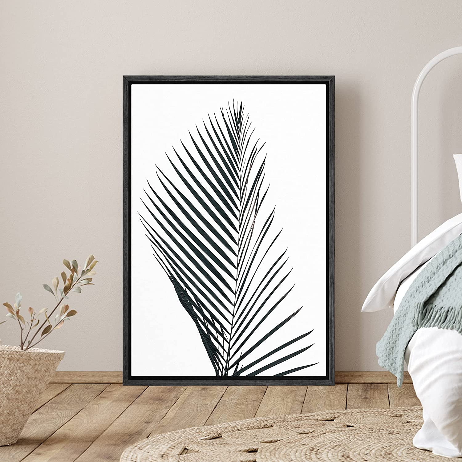 PixonSign Framed Canvas Print Wall Art Minimalist Palm Leaf Nature ...