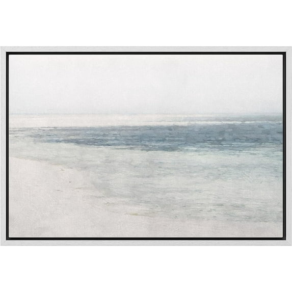 PixonSign Framed Canvas Print Wall Art Misty Fog Ocean Wave Beach Nature Wilderness Illustrations Fine Art Decorative Farmhouse/Country Relax/Calm/Cozy Multicolor Zen for Bedroom - 16"x24" White