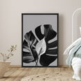 thumbnail image 1 of PixonSign Framed Canvas Print Wall Art Monstera and Anthurium Flower Nature Plants Photography Modern Art Chic Relax/Calm Dark Black and White for Living Room, Bedroom, Office - 24"x36" Black, 1 of 5