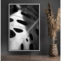 PixonSign Framed Canvas Print Wall Art Monstera Leaf in Sunlight Botanical Wilderness Photography Realism Minimalist Relax/Calm Black and White for Living Room, Bedroom, Office - 24"x36" White