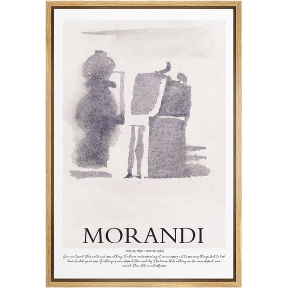 PixonSign Framed Canvas Print Wall Art Morandi Watercolor Geometric Polygon Landscape Classic Vintage Illustrations Fine Art Decorative Multicolor for Living Room, Bedroom, Office - 16"x24" NATURAL