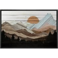 thumbnail image 1 of PixonSign Framed Canvas Print Wall Art Mountain Range Forest Sunrise Nature Wilderness Digital Art Wood Panel Landscape Farmhouse/Country Relax/Calm/Cozy Geometric Abstract - 16"x24" Black, 1 of 5