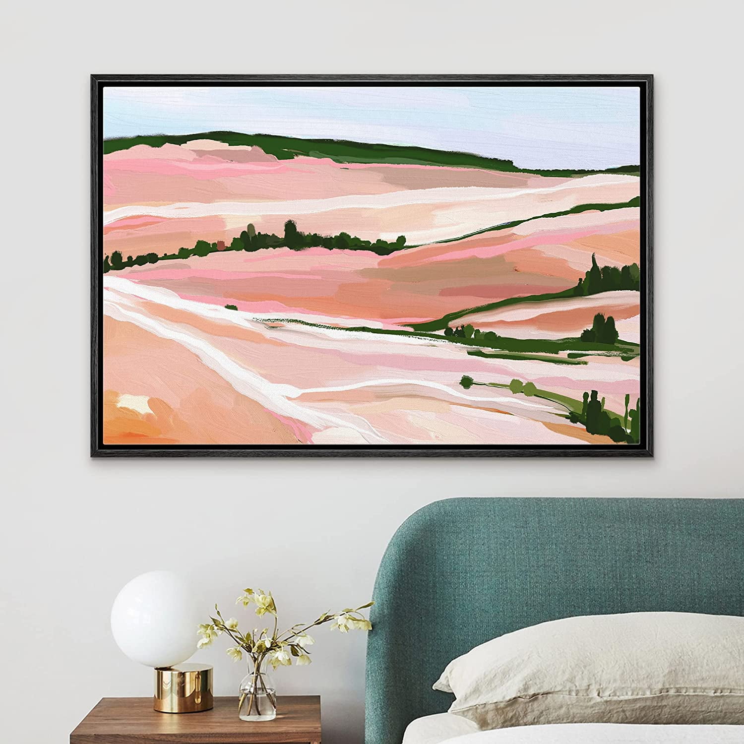 PixonSign Framed Canvas Print Wall Art Multicolor Pastel Paint Stroke ...