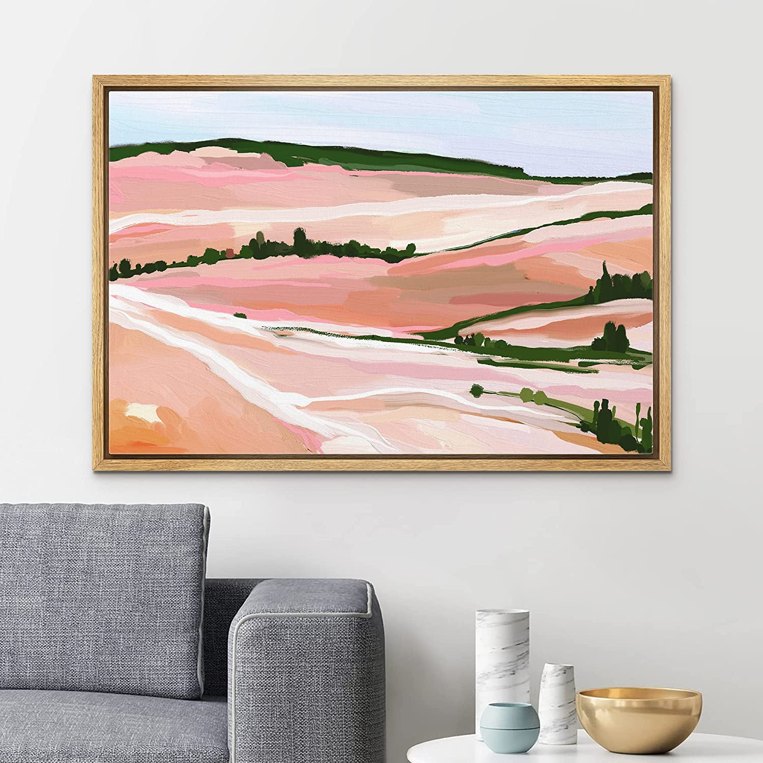 PixonSign Framed Canvas Print Wall Art Multicolor Pastel Paint Stroke ...