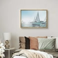 thumbnail image 1 of PixonSign Framed Canvas Print Wall Art Multiple Sailboats at Sea Marine Life Waterfall Photography Realism Nautical Scenic Colorful Blue for Living Room, Bedroom, Office - 16"x24" Natural, 1 of 5