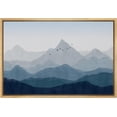 thumbnail image 1 of PixonSign Framed Canvas Print Wall Art Navy Blue Misty Mountain Range Nature Wilderness Illustrations Fine Art Decorative Farmhouse/Country Relax/Calm/Cozy Multicolor Zen for Bedroom - 24"x36" Natural, 1 of 5