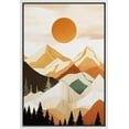 thumbnail image 1 of PixonSign Framed Canvas Print Wall Art Orange Sunset Mountain Range Forest Landscape Nature Wilderness Illustrations Decorative Bohemian Multicolor Mid-Century Modern - 16"x24" White, 1 of 5