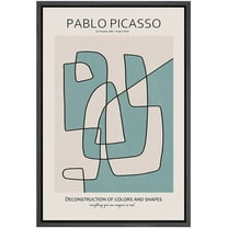 PixonSign Framed Canvas Print Wall Art Pablo Picasso Blue Geometric Line Art Abstract Shapes Illustrations Modern Art Decorative Minimal Relax/Calm for Living Room, Bedroom, Office - 16"x24" BLACK