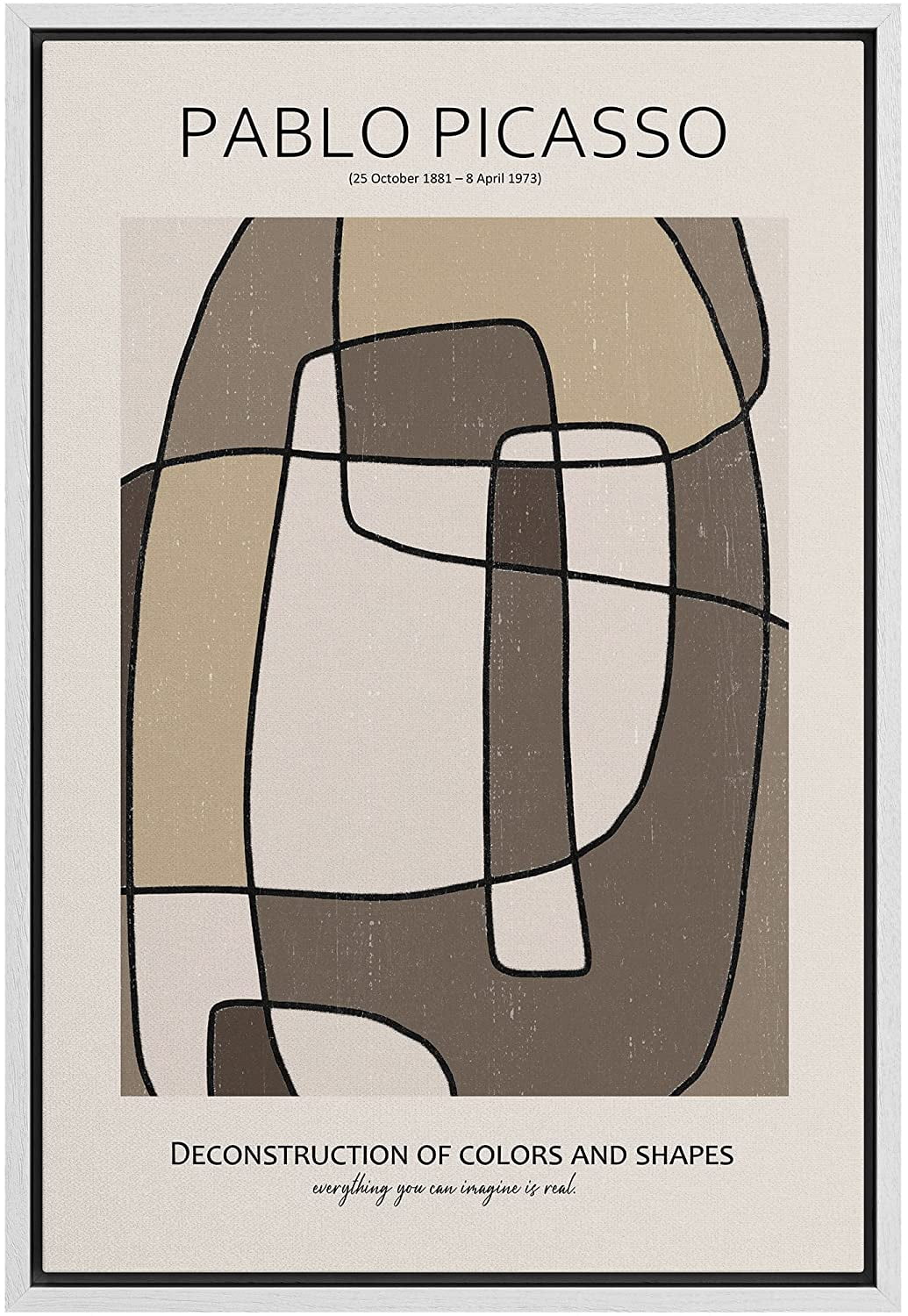 PixonSign Framed Canvas Print Wall Art Pablo Picasso Brown Geometric ...