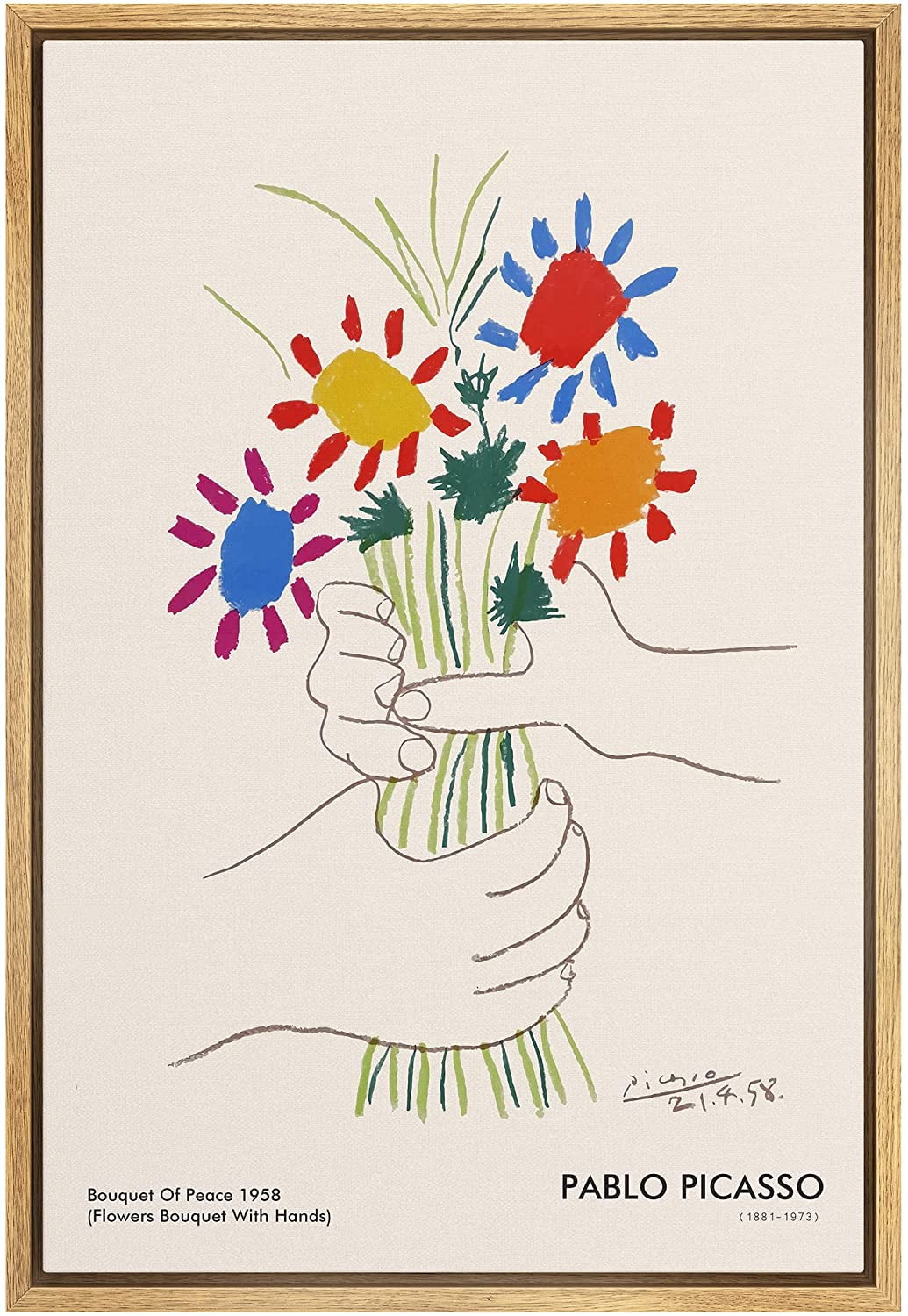 Pablo Picasso Geometric Natural Framed Canvas Print, 24" x 36"