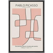 PixonSign Framed Canvas Print Wall Art Pablo Picasso Red Geometric Line Art Abstract Shapes Illustrations Modern Art Decorative Minimal Relax/Calm for Living Room, Bedroom, Office - 24"x36" BLACK