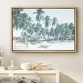thumbnail image 1 of PixonSign Framed Canvas Print Wall Art Palm Trees Sway Over California Beach Nature Ocean Photography Realism Bohemian Scenic Urban Blue Cool for Living Room, Bedroom, Office - 24"x36" Natural, 1 of 5