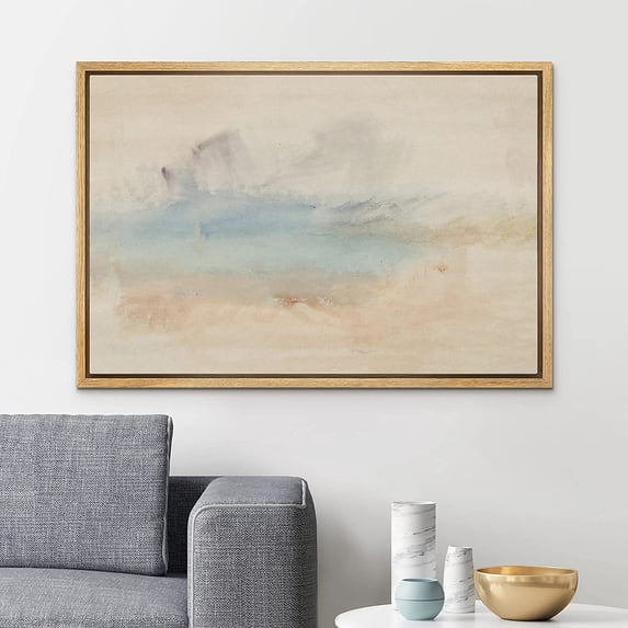 PixonSign Framed Canvas Print Wall Art Pastel Abstract Paint Stroke Landscape Nature Wilderness Illustrations Modern Art Decorative Minimal Rustic for Living Room, Bedroom, Office - 16"x24" Natural