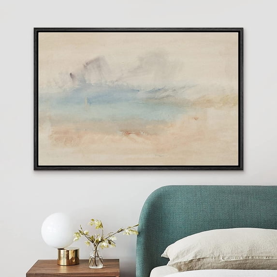 PixonSign Framed Canvas Print Wall Art Pastel Abstract Paint Stroke Landscape Nature Wilderness Illustrations Modern Art Decorative Minimal Rustic for Living Room, Bedroom, Office - 24"x36" Black