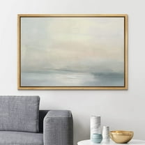 PixonSign Framed Canvas Print Wall Art Pastel Gray Blue Watercolor Sky Vista Abstract Shapes Illustrations Modern Art Decorative Minimal Relax/Calm for Living Room, Bedroom, Office - 24"x36" Natural