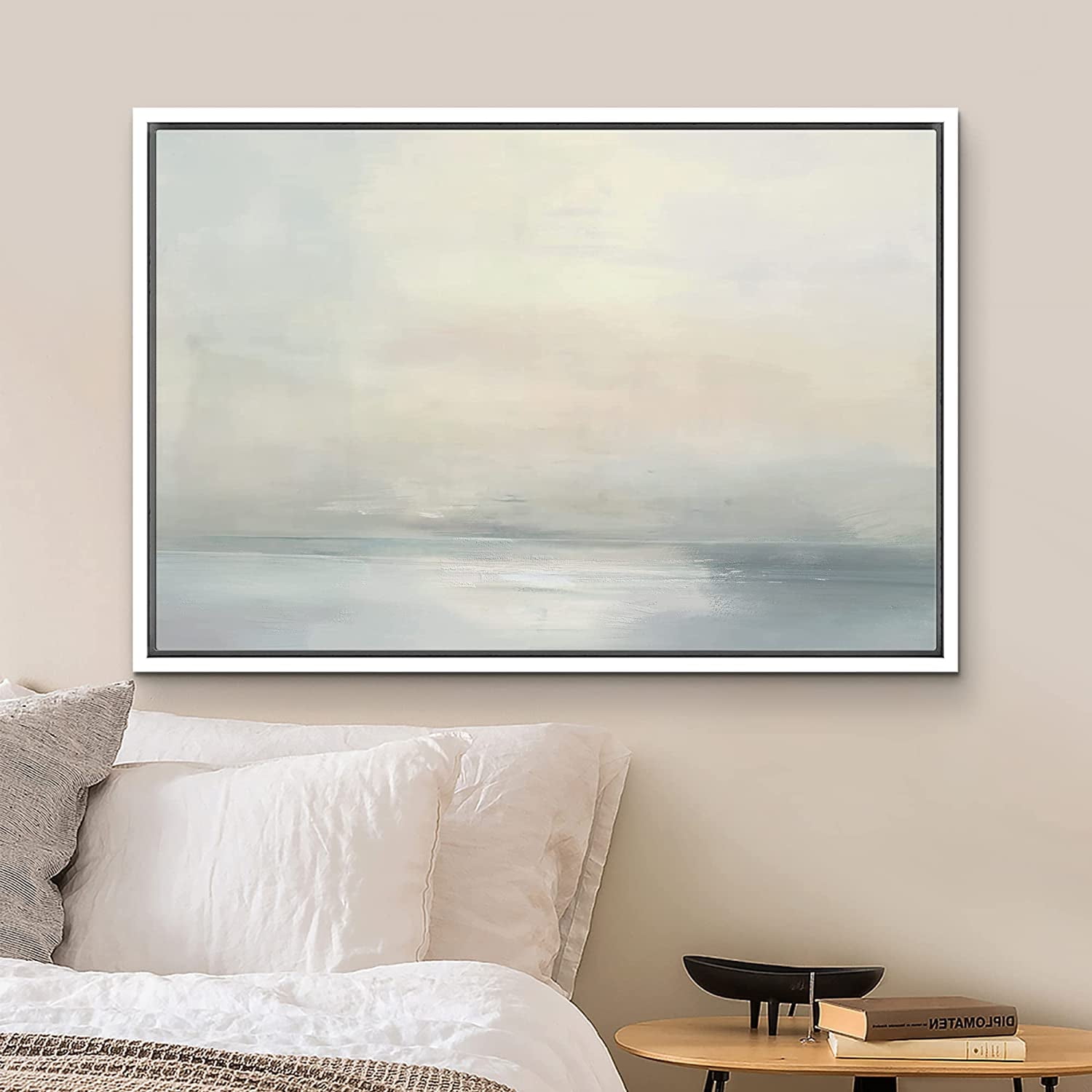 White Framed Pastel Abstract Geometric Canvas Print for Kids