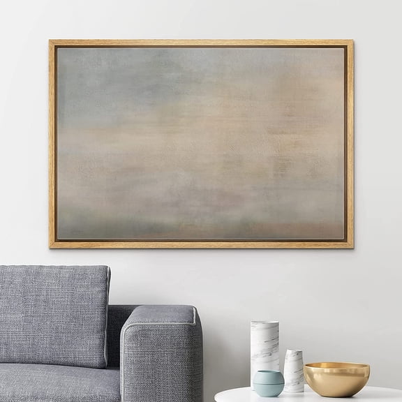 PixonSign Framed Canvas Print Wall Art Pastel Grunge Brown Sky Landscape Abstract Shapes Illustrations Modern Art Decorative Minimal Relax/Calm for Living Room, Bedroom, Office - 24"x36" Natural