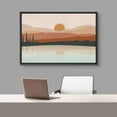 thumbnail image 1 of PixonSign Framed Canvas Print Wall Art Pastel Mountain Forest Range Lake Reflection Wall Print Nature Wilderness Illustrations Landscape Modern Artwork for Bedroom, Office - 16"x24" Black, 1 of 5