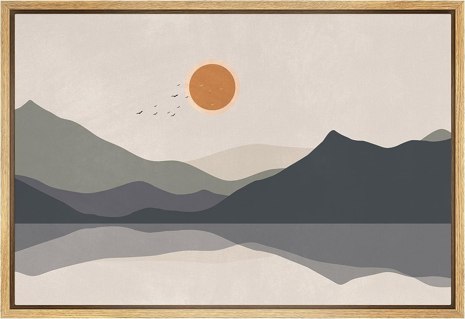 PixonSign Framed Canvas Print Wall Art Pastel Mountain Lake Reflection ...