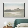 thumbnail image 1 of PixonSign Framed Canvas Print Wall Art Pastel Mountain Range Valley River Nature Wilderness Illustrations Modern Art Decorative Minimal Rustic for Living Room, Bedroom, Office - 24"x36" Black, 1 of 5