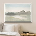 thumbnail image 1 of PixonSign Framed Canvas Print Wall Art Pastel Mountain Range Valley River Nature Wilderness Illustrations Modern Art Decorative Minimal Rustic for Living Room, Bedroom, Office - 16"x24" White, 1 of 5