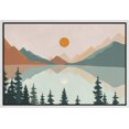 thumbnail image 1 of PixonSign Framed Canvas Print Wall Art Pastel Mountain Tree Forest Lake Nature Wilderness Illustrations Modern Art Decorative Boho Minimal Relax/Zen - 24"x36" White, 1 of 5