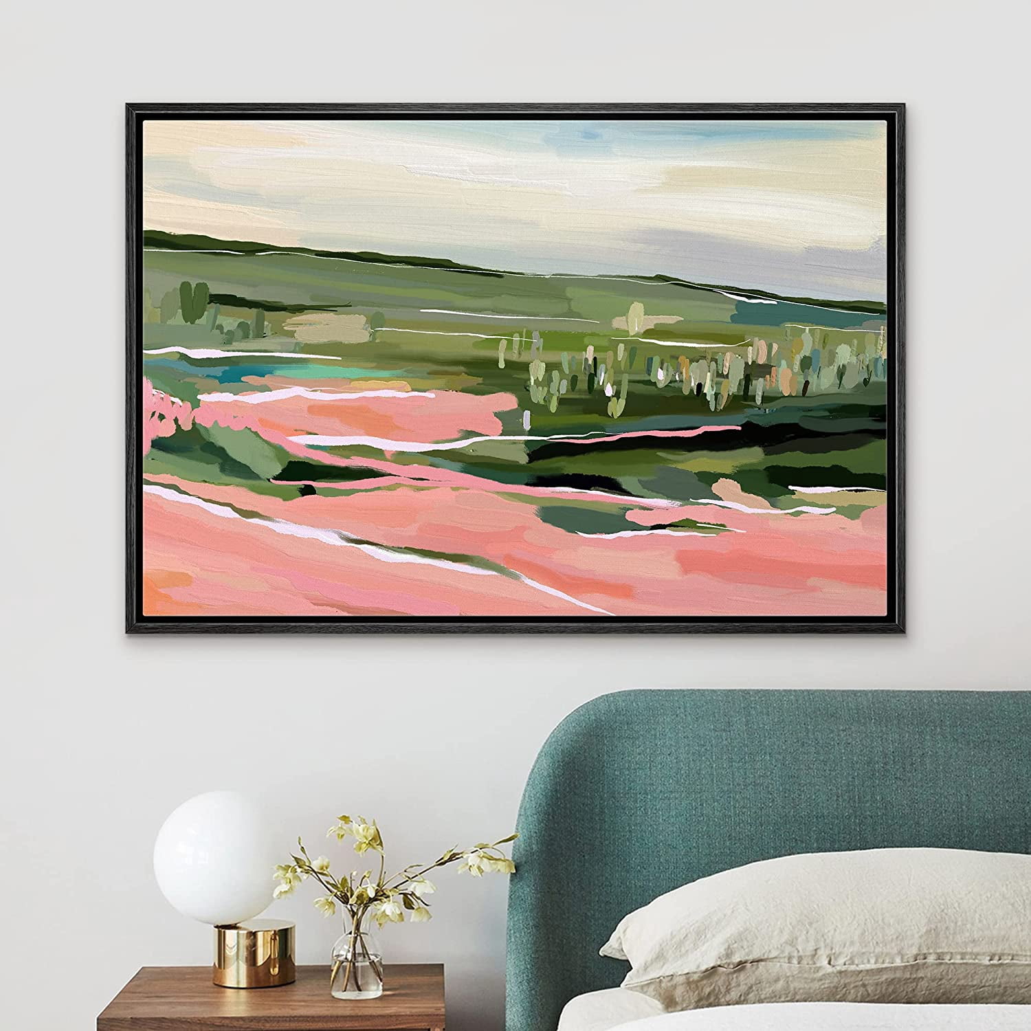 PixonSign Framed Canvas Print Wall Art Pastel Multicolor Mountain ...